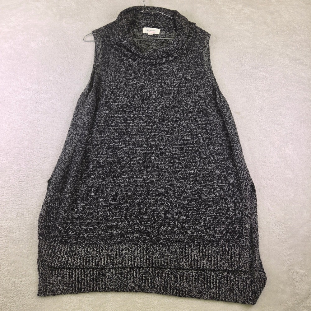 Two by Vince Camuto XL Black White Marled Cowl Neck Sleeveless Sweater Vest